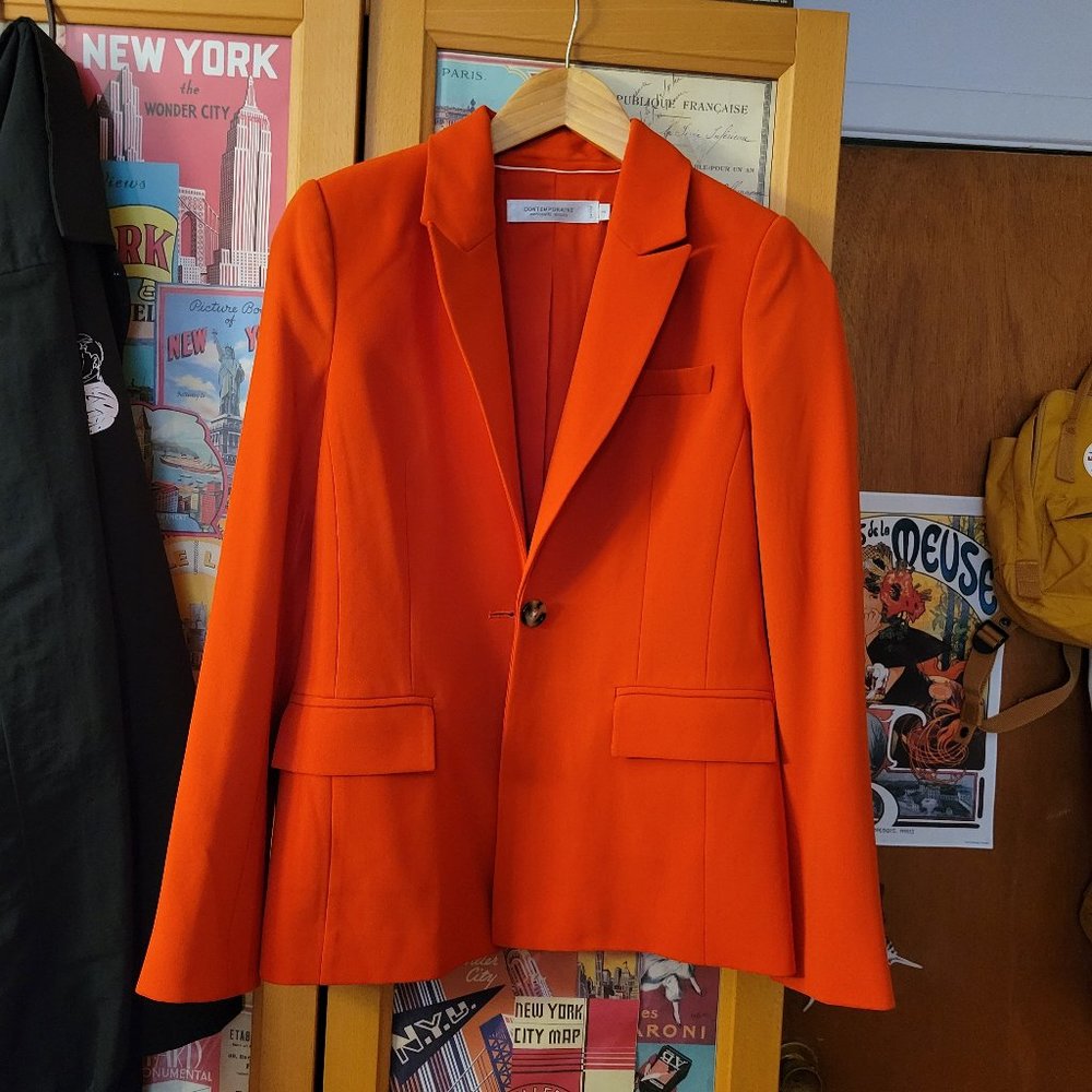 BNWT Simons Contemporaine Tailored Lined Orange Blazer